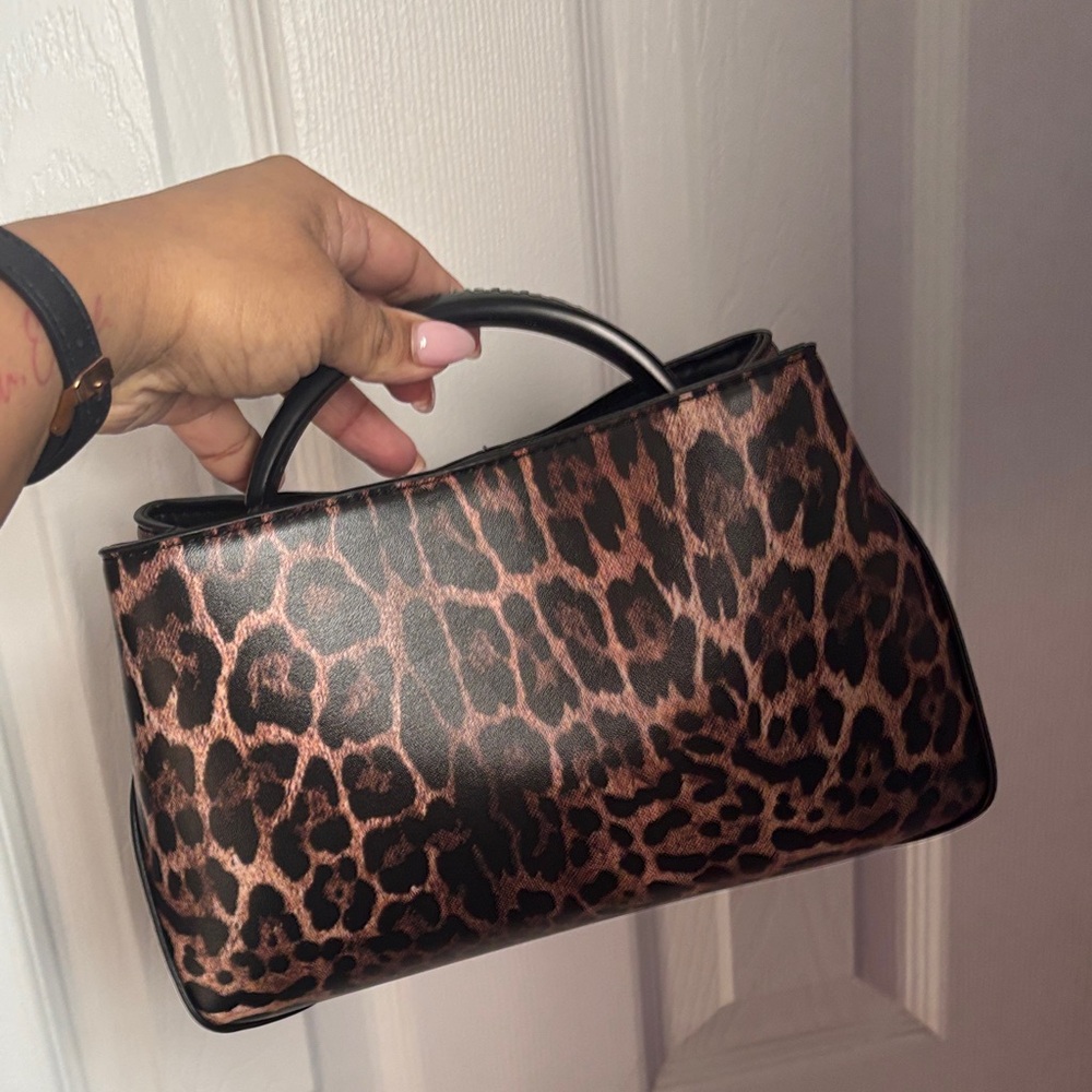 Steve Madden Leopard Print Top-Handle Women's Bag - Brown/Black